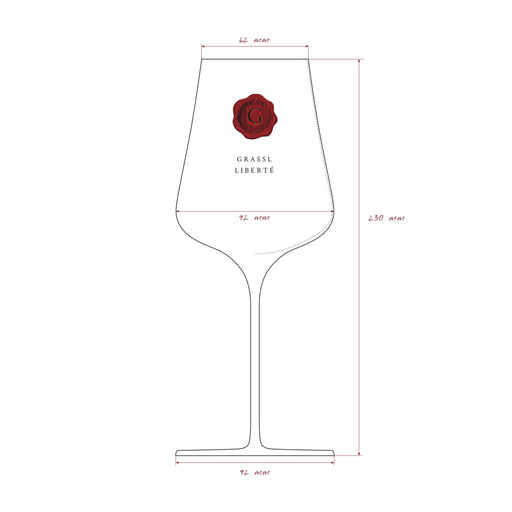 Grassl Liberté Wine Glass dimension diagram
