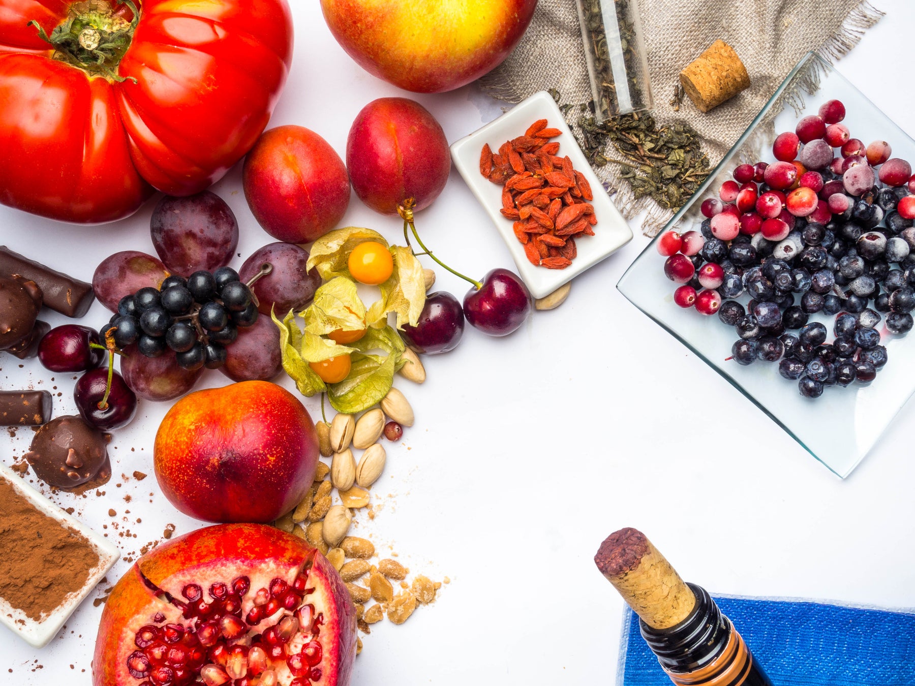 table with variety of wine pairing snacks