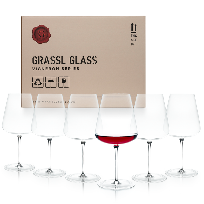 Six Grassl 1855 Vigneron Series Wine Glasses & Packaging